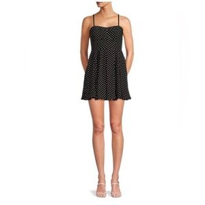 Lea & Viola Black Polka Dot Dress, Sweetheart Neck NWT Ret $130 Sz M